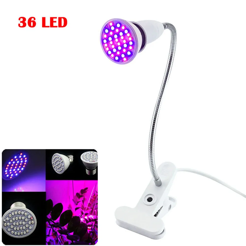 

E27 36LEDs Grow Light Lamp 3W Hydroponic Lighting With Clip Plants Lamps For Flower Hydroponics System Indoor Garden Greenhouse