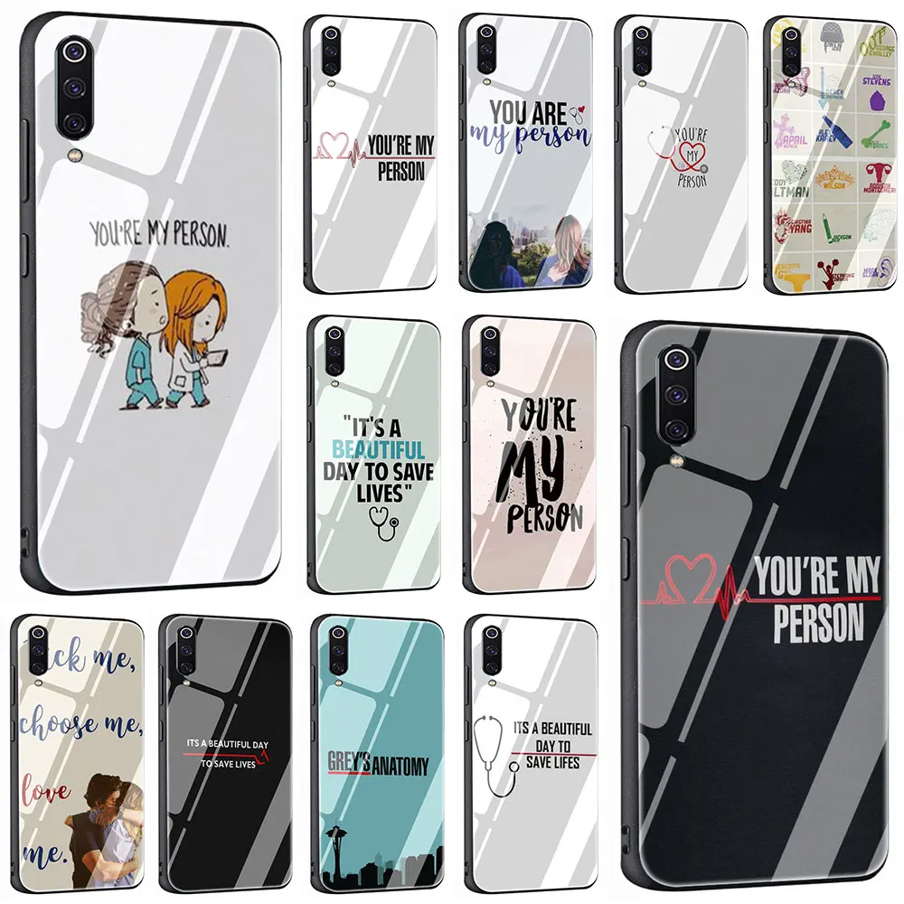 

Greys Anatomy You're My Person Tempered Glass Cover Case for Xiaomi 8 Lite A1 A2 9 Redmi Note 5 6 7 Pro 6A 4X F1