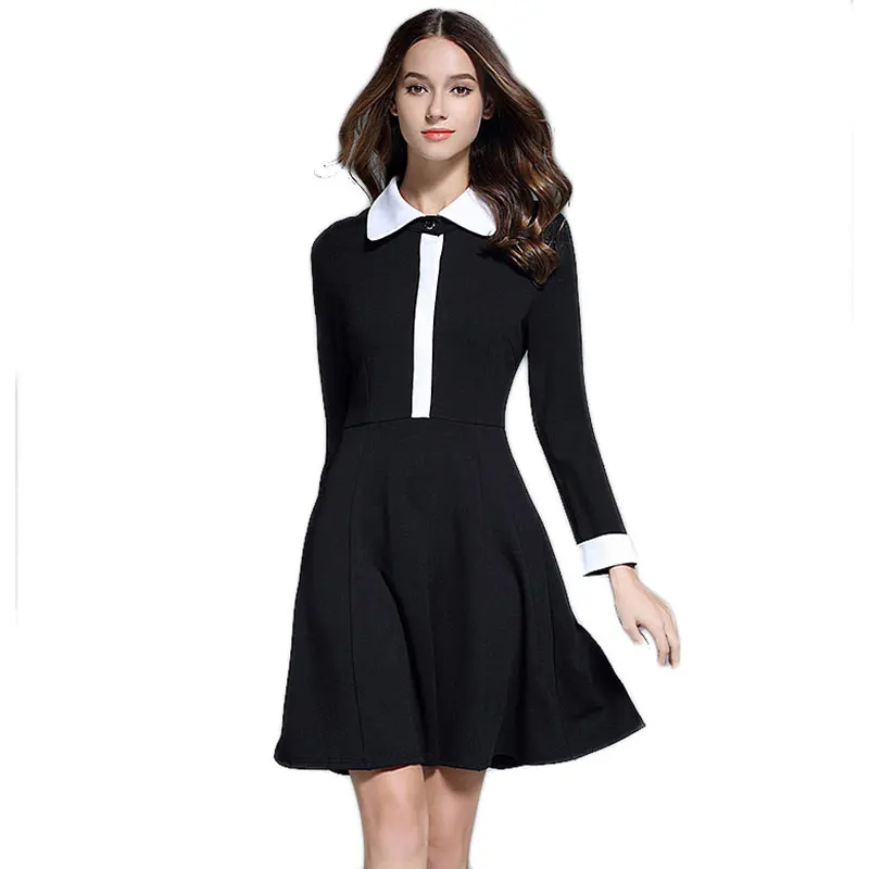 white dress with collar and sleeves