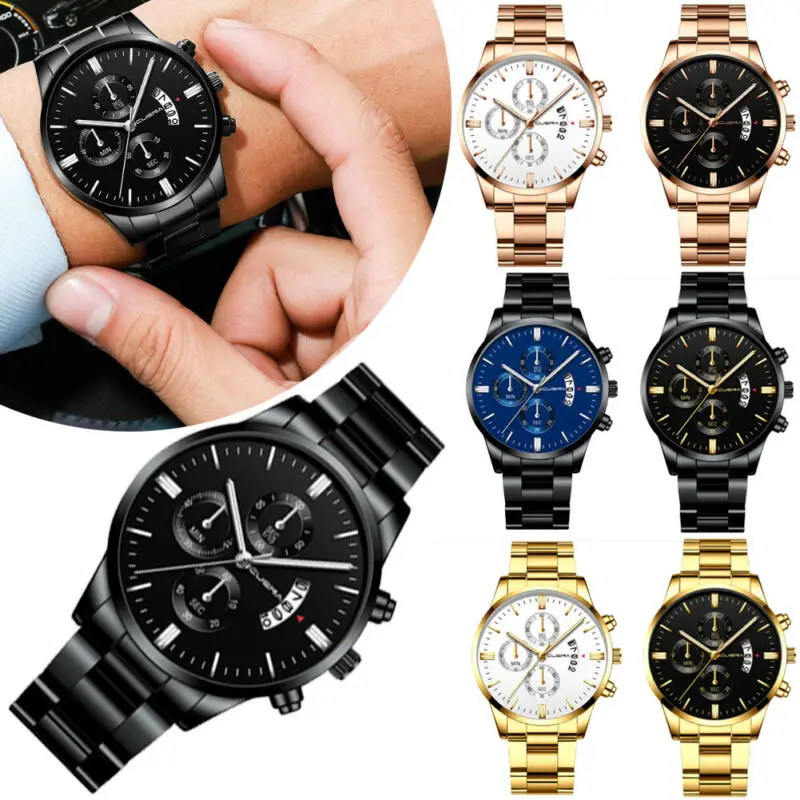 

Hirigin 2019 Fashion Luxury Men Compass Watch Stainless Steel Analog Wrist Watch Bracelet