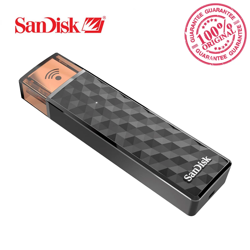 Оригинальный SanDisk Connect Беспроводной Stick USB флешка 64 ГБ накопитель 128 200 SDWS4 Wi Fi + 2 0