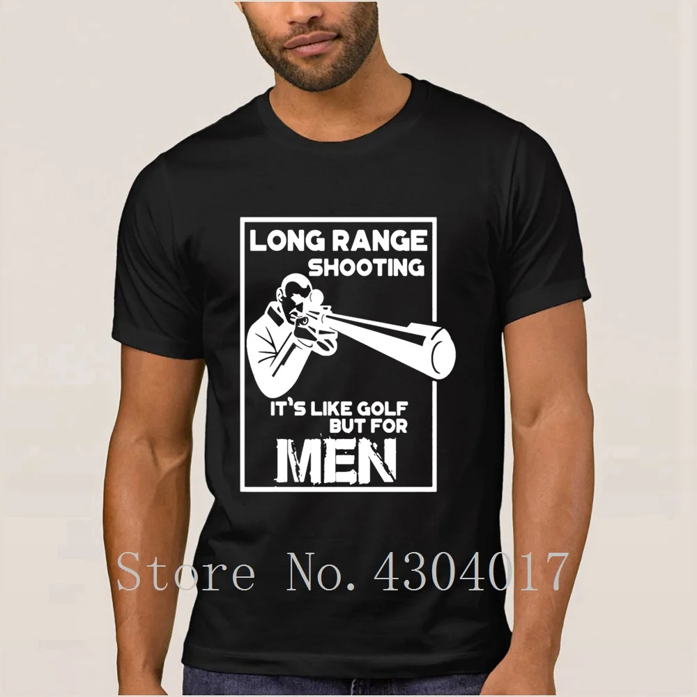 Long Range Shooting T Shirt For Men Short Sleeve Custom Funny Tee Shirt