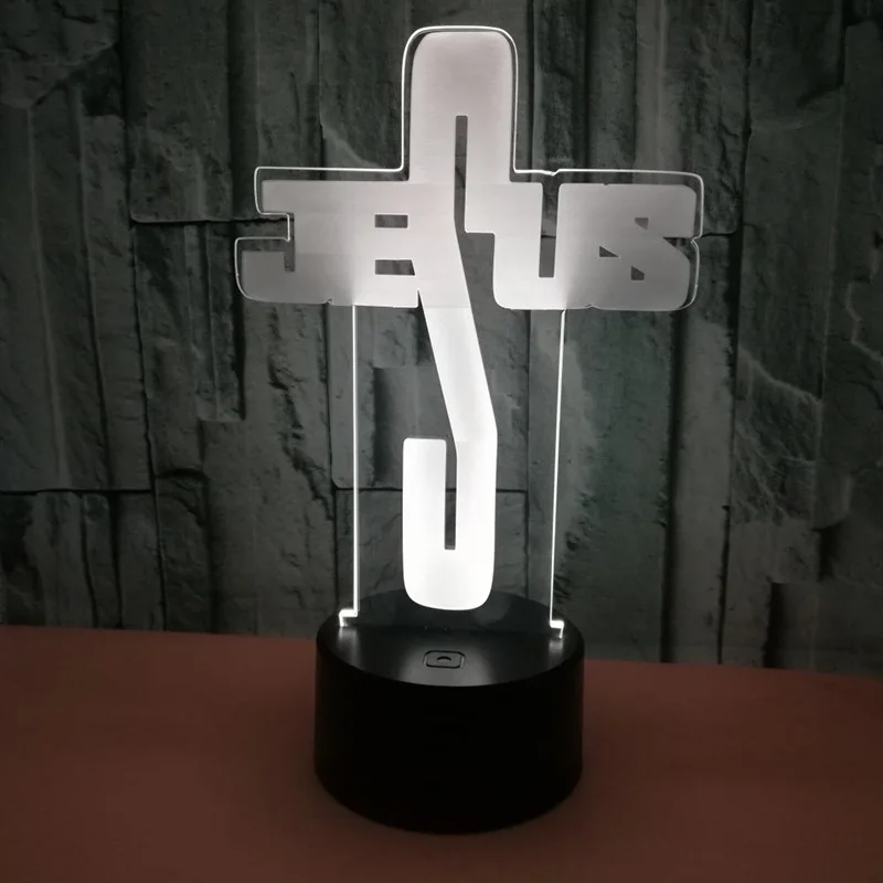 

Cross Design 3D LED Lamp Colorful Sensor Touch 3D Visual Illusion Lamp Nightlight Novelty Luminaria Lights for Home Decor