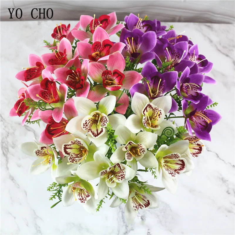 YO CHO alta calidad flores falsas orquídeas flores artificiales Magnolia hogar boda decoración seda flores interior flor orquídea YO CHO alta calidad flores falsas orquídeas flores artificiales Magnolia hogar boda decoración seda flores interior flor orquídea