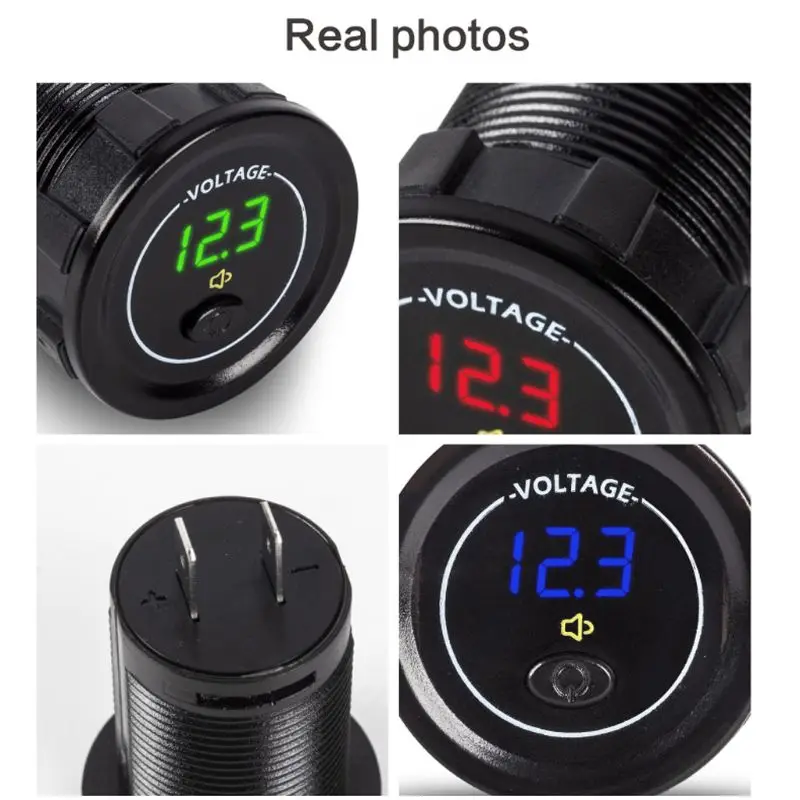 Waterproof Motorcycle Boat Car DC 12V 24V 30V LED Voltmeter Display Voltage Meter with ON OFF Switch Low Voltage Alarm