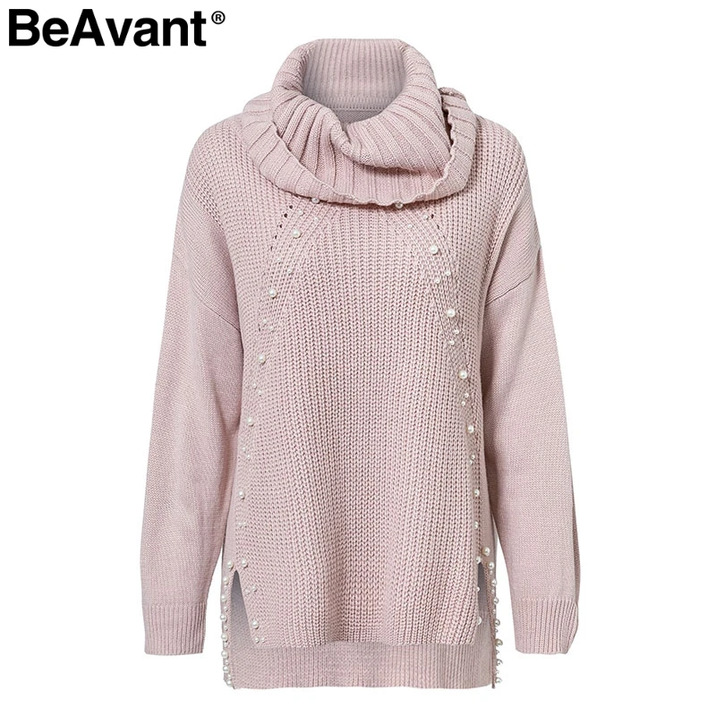 Online BeAvant Rollkragen plus größe lose gestrickte pullover Sicken split casual pullover pullover Lange hülse frauen jumper winter 2019