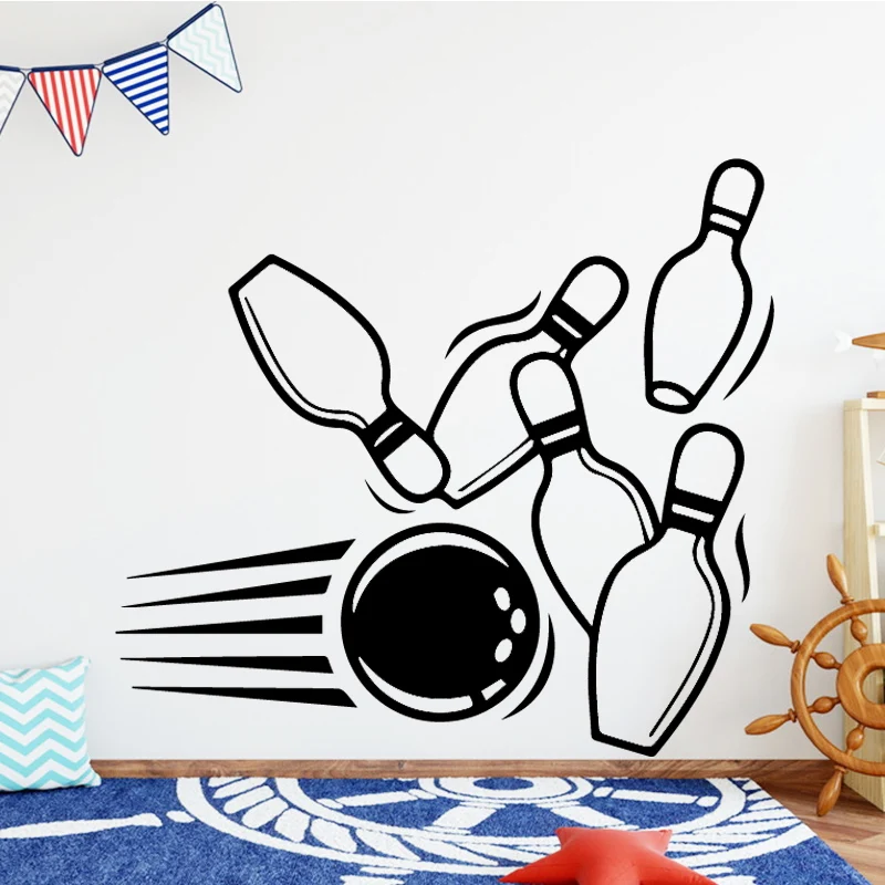 Bowling Ball Vinyl Wall Sticker Personalized Name Art Decal Wall