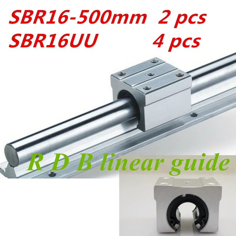 

2 pcs SBR16 500mm 16mm linear rail and 4 pcs SBR16UU linear bearing block cnc parts cnc router sbr16 l 500mm