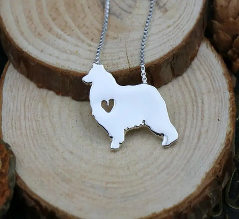 Australian shepherd dog necklace pet lovers pendant jewelry Silver