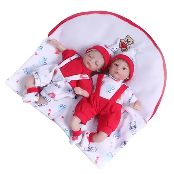 

20cm Twin Reborn Doll Realistic Soft Silicone Vinyl Newborn Babies Toy Boy Girl Clothes Lifelike Handmade Gift