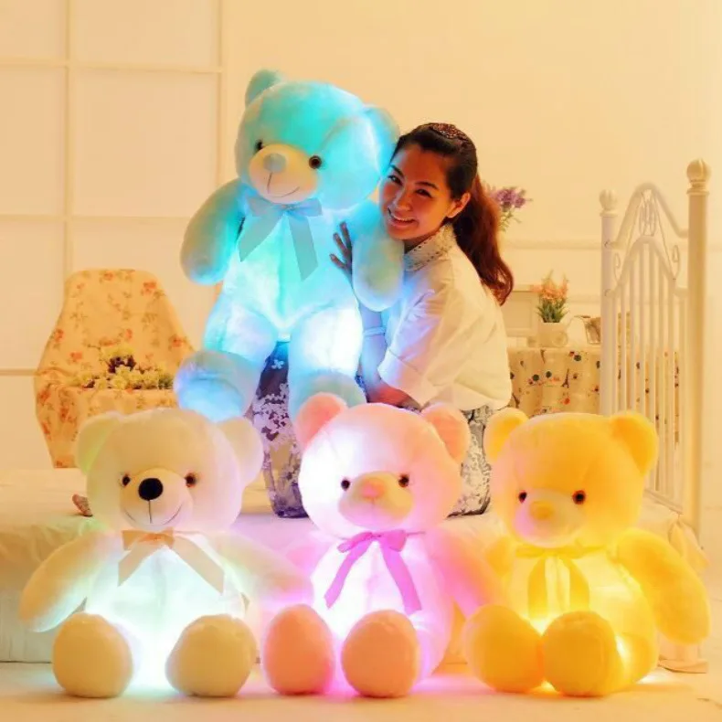 

75cm Creative Light Up LED Teddy Bear Stuffed Animals Plush Toy Colorful Glowing Teddy Bear Christmas Gift for Kids
