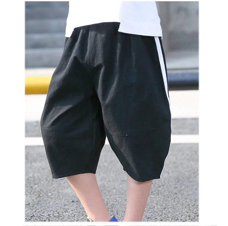 fashion 2018 cotton linen knee length boys pants kids loose trousers clothing children summer pants for teenage boys clothes (23)