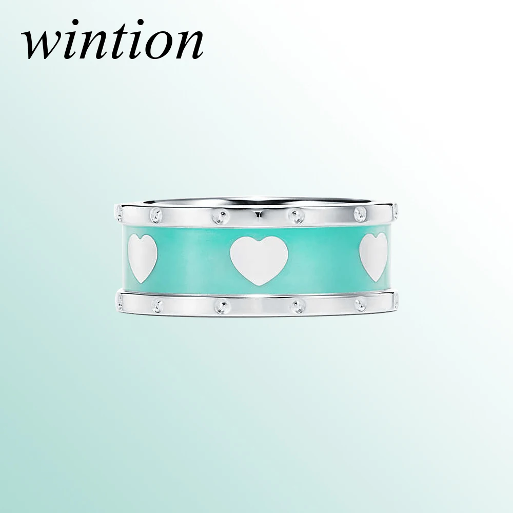 Wintion tiff кольцо зеленая любовь Оригинал 100% стерлингового серебра 925 пробы Модный