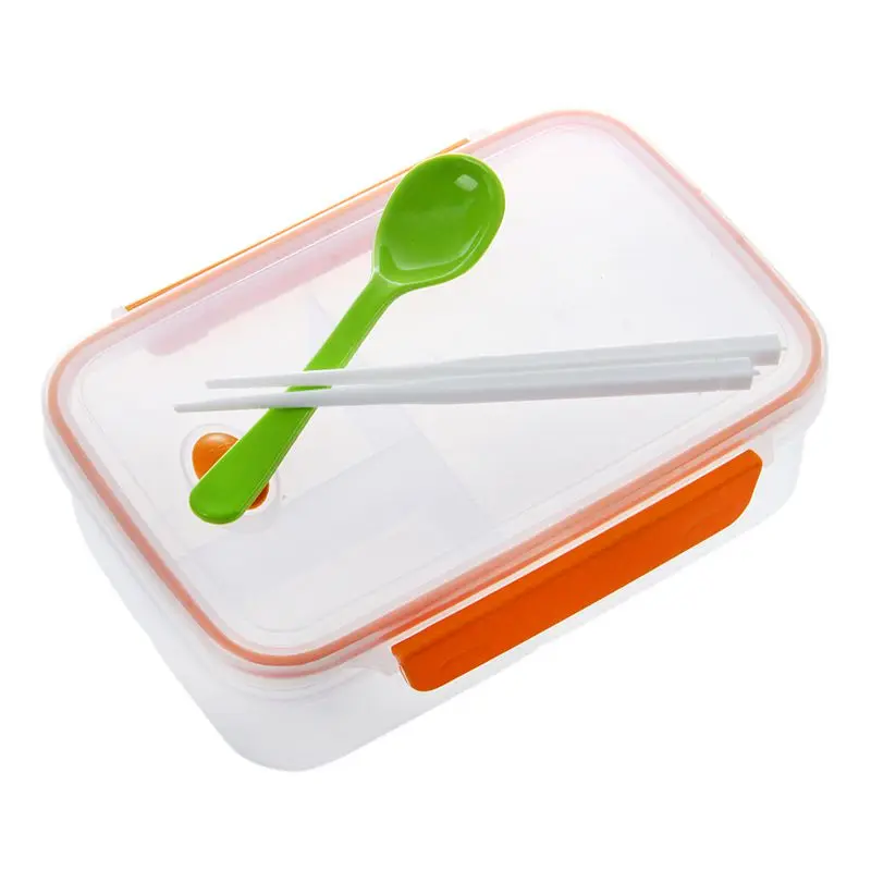 Прозрачный контейнер для еды Bento с тремя отделениями|Столовые сервизы| |