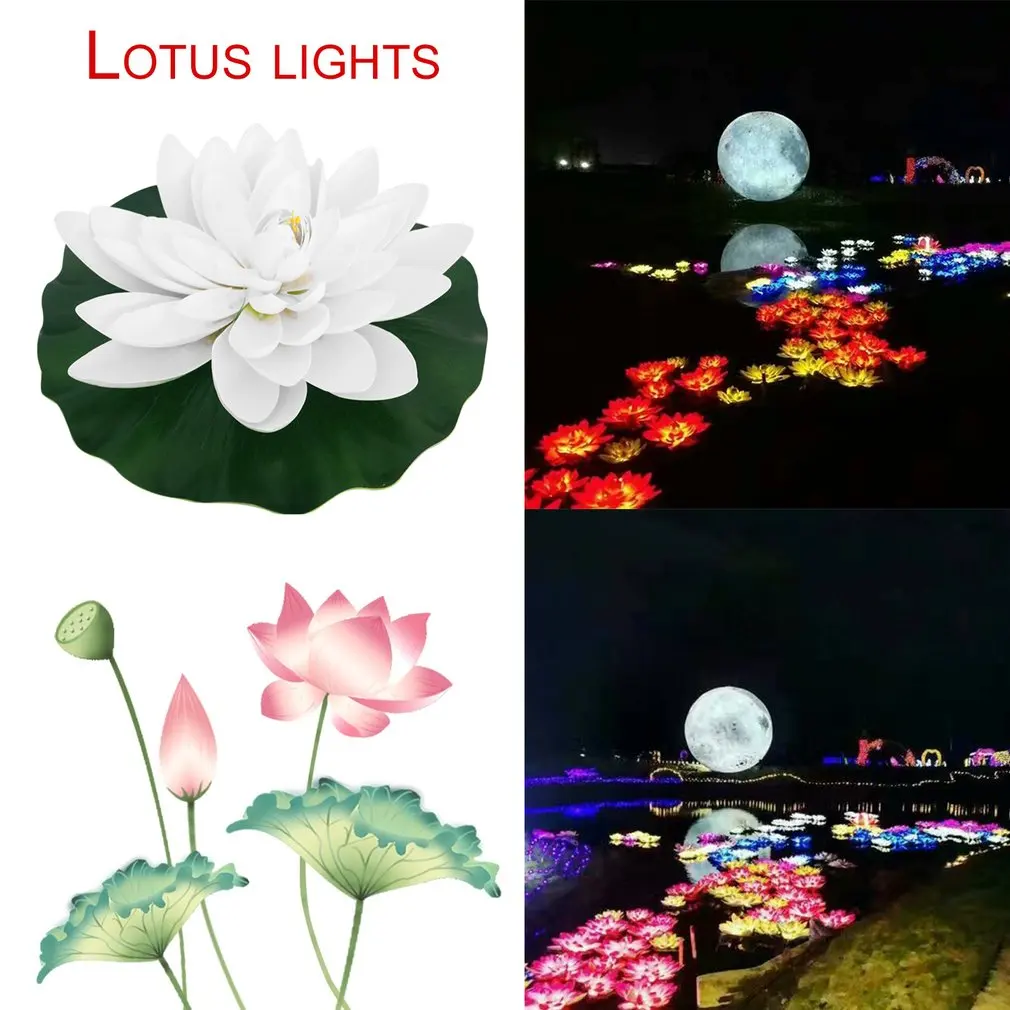Koop 0.06 w Solar LED Lotus Flower Lamp Water Slip Licht Outdoor Drijvende Lantaarn Vijver Nachtlampje voor Tuin Zwembad Yard