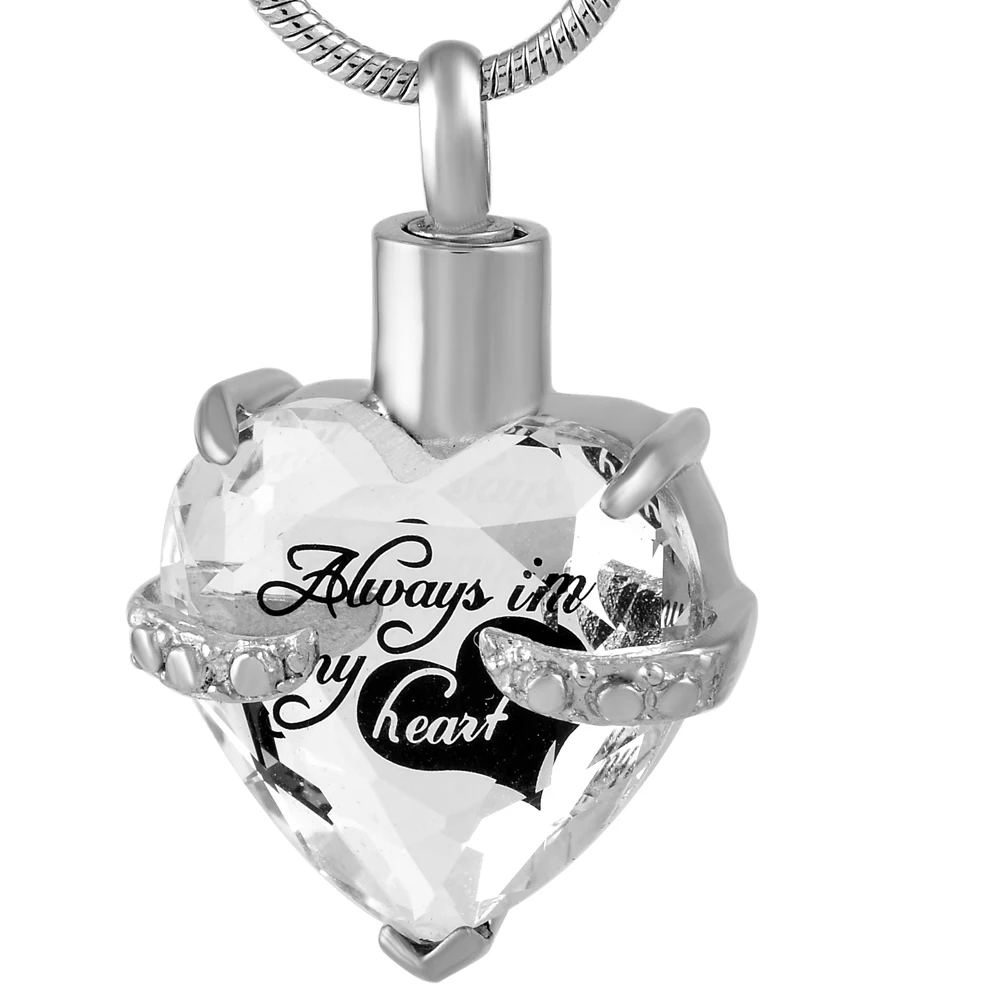 

Free Engravable Beautiful Stainless Steel Crystal Heart Urn Pendant Necklace Memorial Jewelry for Women Girl Hold Ashes Perfume