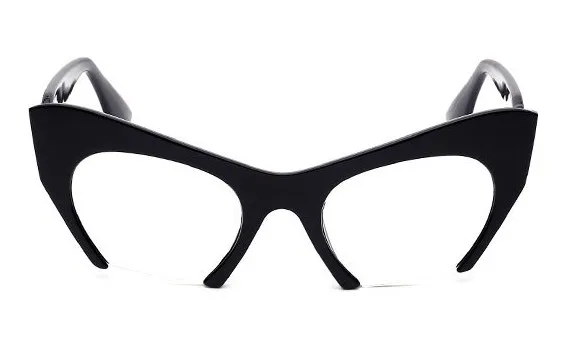 Ретро половинки кошачий глаз очки оправа для женщин 45292 CCSPACE брендовые дизайнерские оптические модные очки компьютерные очки - Цвет оправы: bright black