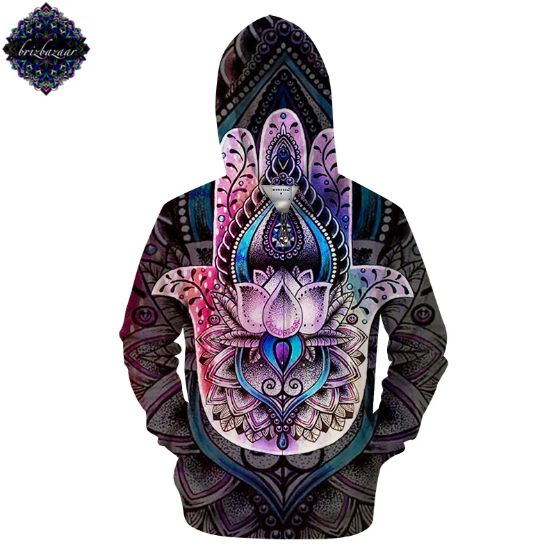 HAMSA By Brizbazaar Art 3D принт для мужчин и женщин на молнии мужская толстовка Брендовые