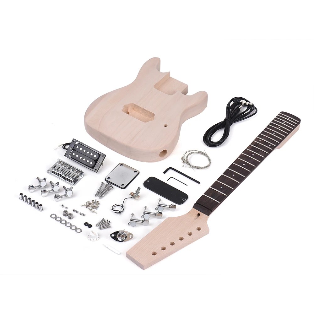 

Muslady Children ST Style Unfinished Electric Guitar DIY Kit Basswood Body Maple Wood Neck Rosewood Fingerboard