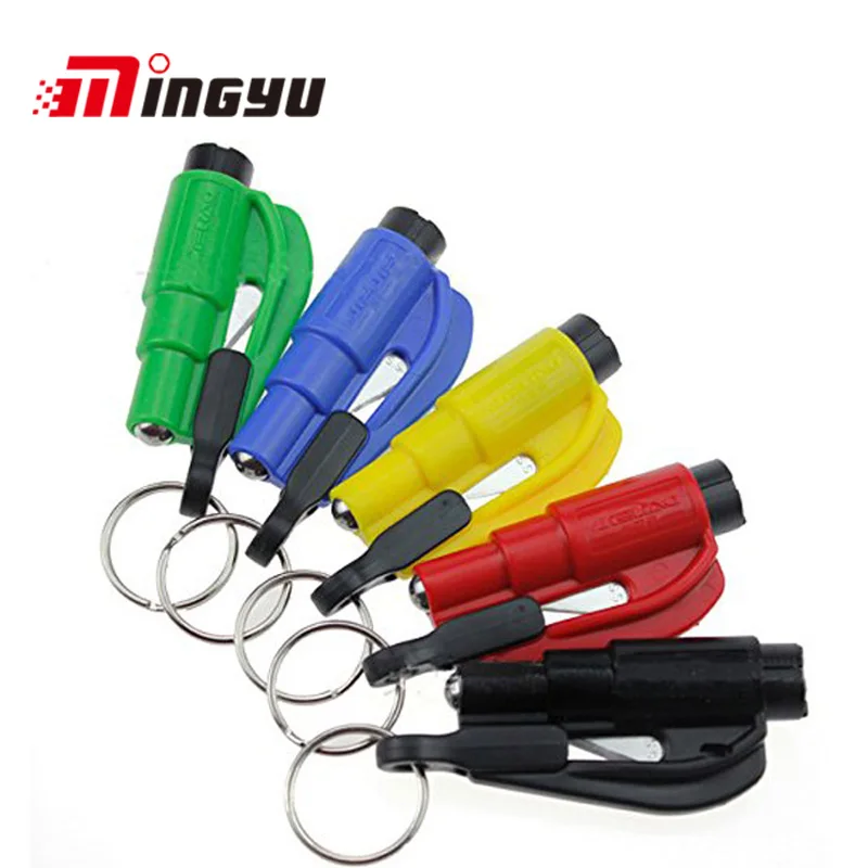 

1pcs Glass Window Breaking Safety Hammer Emergency Escape Rescue Tool with Keychain Seat Belt Knife Cutter