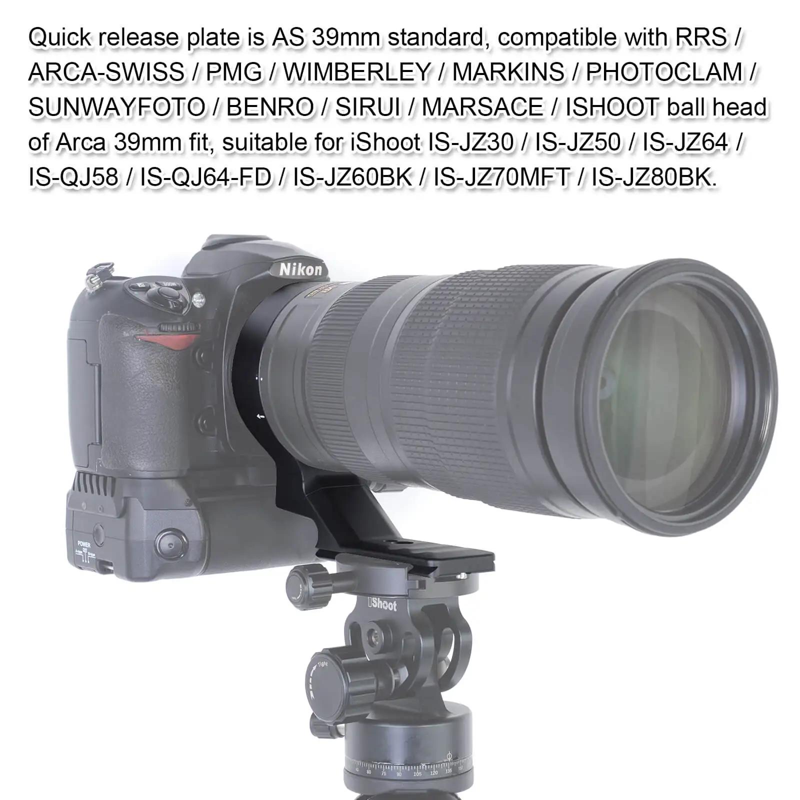 Lens Collar Support Tripod Mount Ring for Nikon AF-S 200-500mm F5.6E ED VR Lens Bottom is Arca-Swiss Fit Quick Release Plate