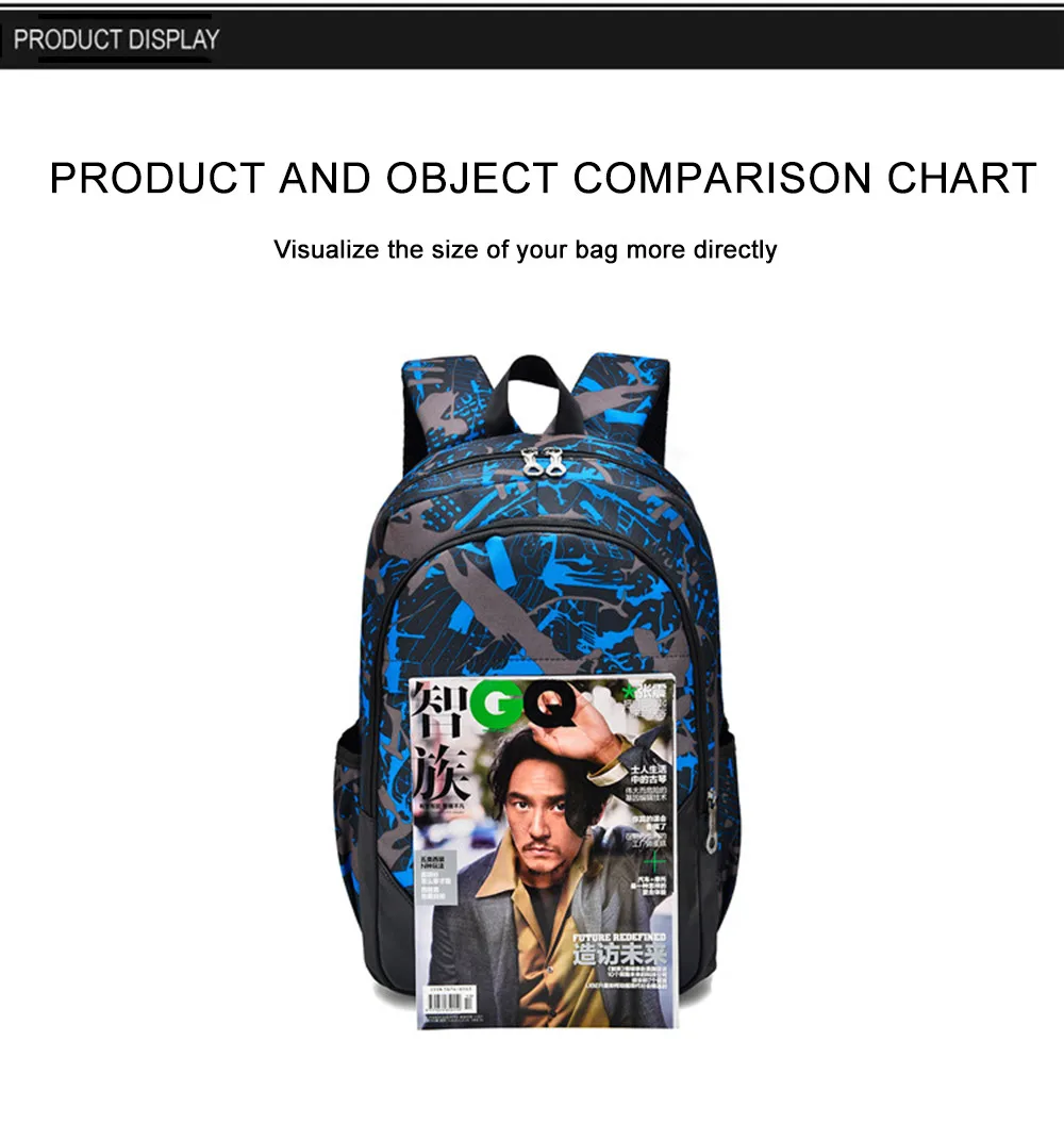 Aelicy, 3 шт., водонепроницаемые школьные сумки из ткани Оксфорд для мальчиков, рюкзак для подростков, чехол-карандаш, синяя сумка для книг, школьная сумка на плечо для мальчиков