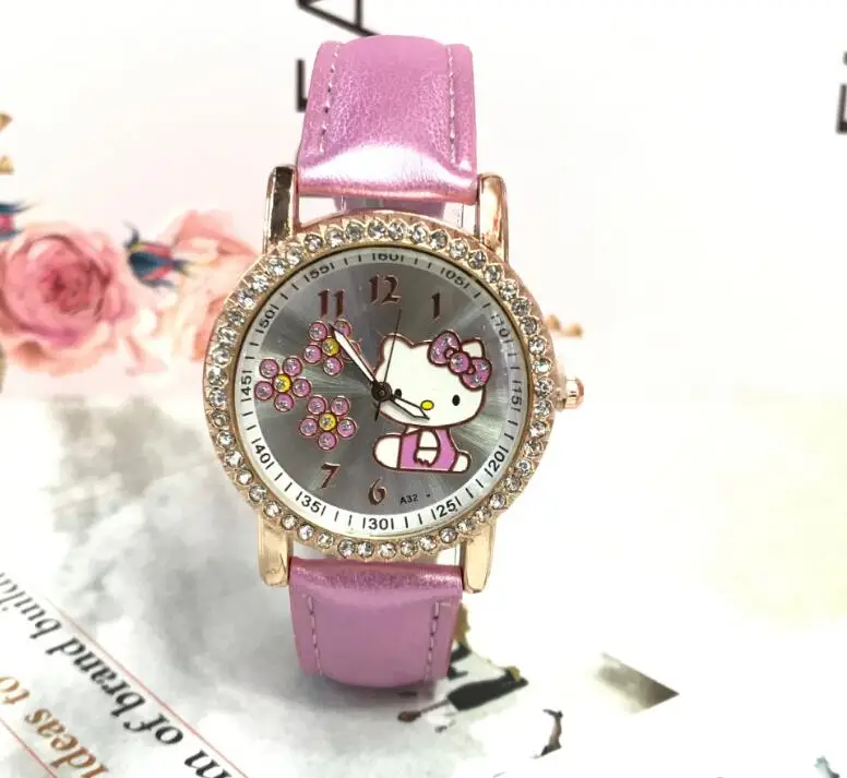 Set with diamond watch beautiful girl watch belt children cartoon watch women