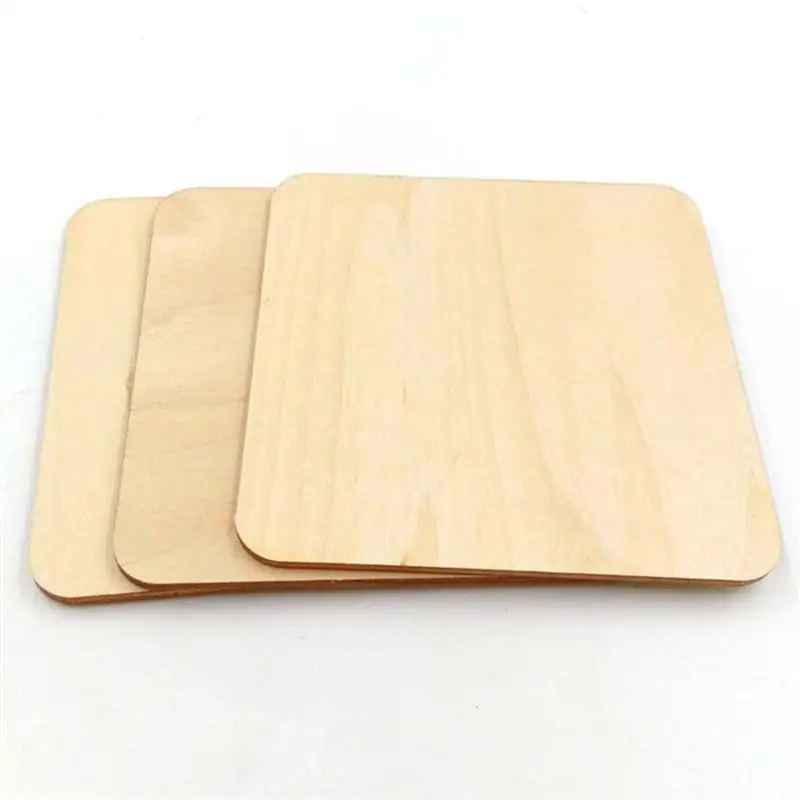 24pcs Natural Wooden Cup Mat Coaster 10cm Solid Color Square Heat Resistant Household Cup Drinks Bowl Pad Kitchen Supplies A3