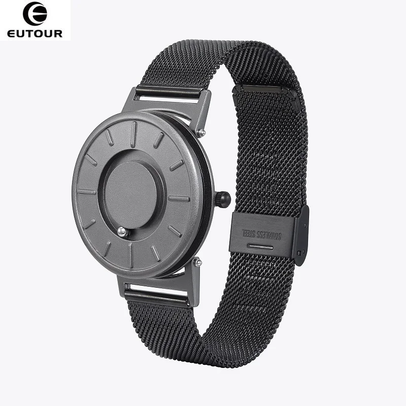

EUTOUR Magnetic Ball Show Watch Men Innovate Quartz WristWatches Stainless Steel Man Watch Fashion Casual Creative Clock Men