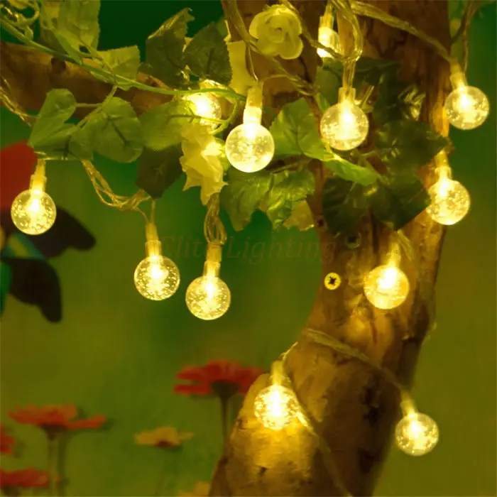 

2M 20 LED outdoor waterproof globe string lights crystal ball battery string wedding christmas XMAS holiday garland decoration