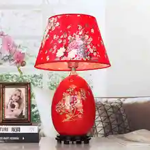 Китайская антикварная настольная лампа для гостиной, ретро винтажная фарфоровая Керамическая Настольная лампа, свадебные украшения, красная настольная лампа