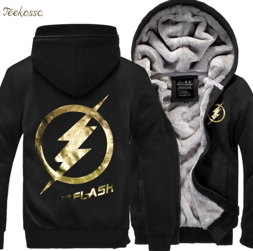 Anime Justice League The Flash Men Sweatshirts Hoodies 2018 New Winter Thick Mens Brand Hoodie Streetwear Hip Hop Ches Coat