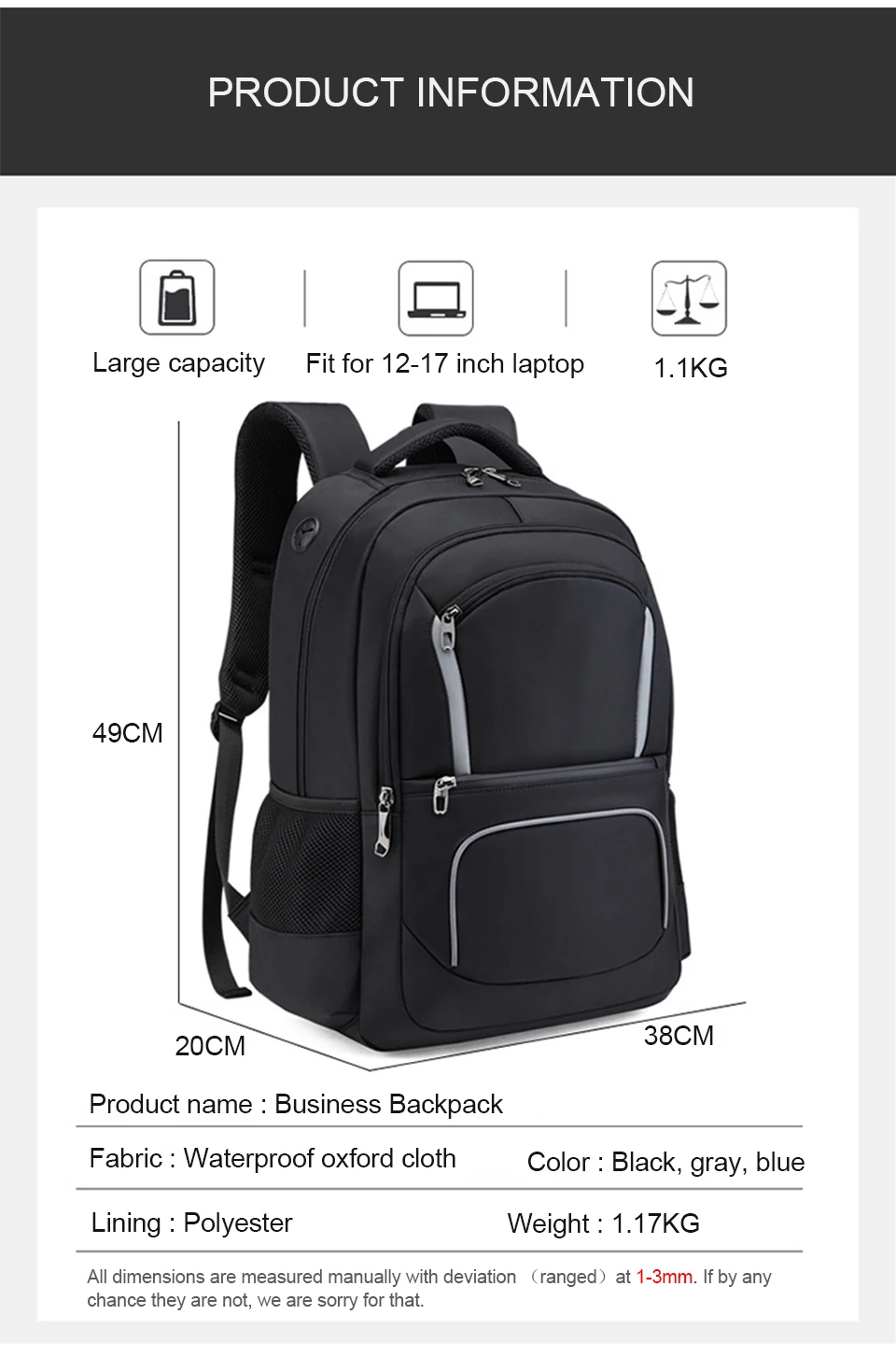 Women Backpack Mens 17 Inch Laptop 15.6 Backpacks Male Female Notebook Back Pack Waterproof USB Charging Student Travel Bagpack (11)