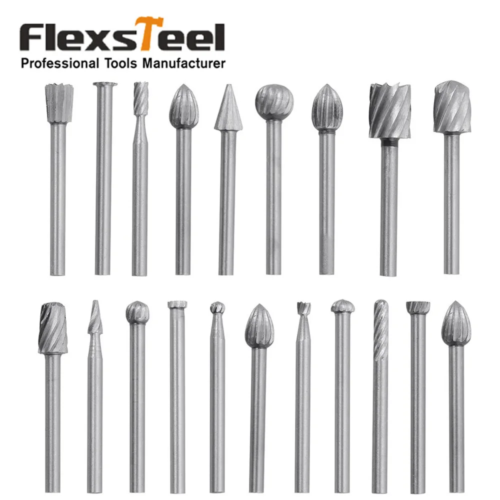 20pcs HSS Tungsten Carbide Rotary Cutting Burr Drill Bit Set Grinder