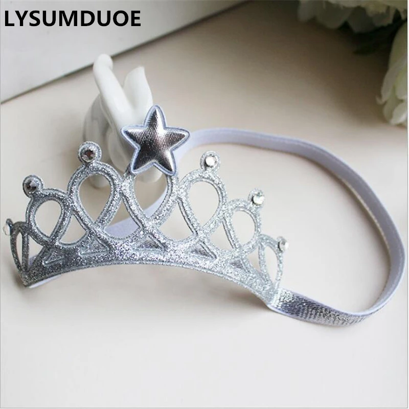 

LYSUMDUOE Girl Headband Star Tiaras Girl Hair Accessories Crystal Elastic Hair Bands Rim Tie Princess Crown Headwear Gum Jewelry