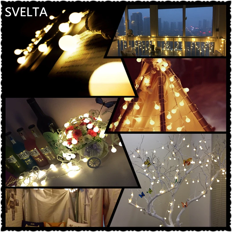 

SVELTA 50/30/20/10M LED Ball String Lights Gerlyanda LED Garland Festoon Lights For Christmas Party Holiday Outdoor Decoration