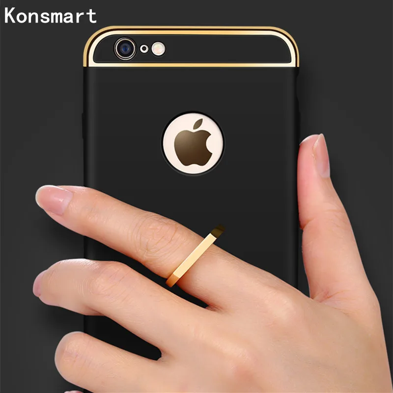 

Luxury Hard Case For iPhone 6 Plus Finger With Ring Stand Cover For iPhone 6s Plus Coverage Removable 3 in 1 Fundas Phone Cases