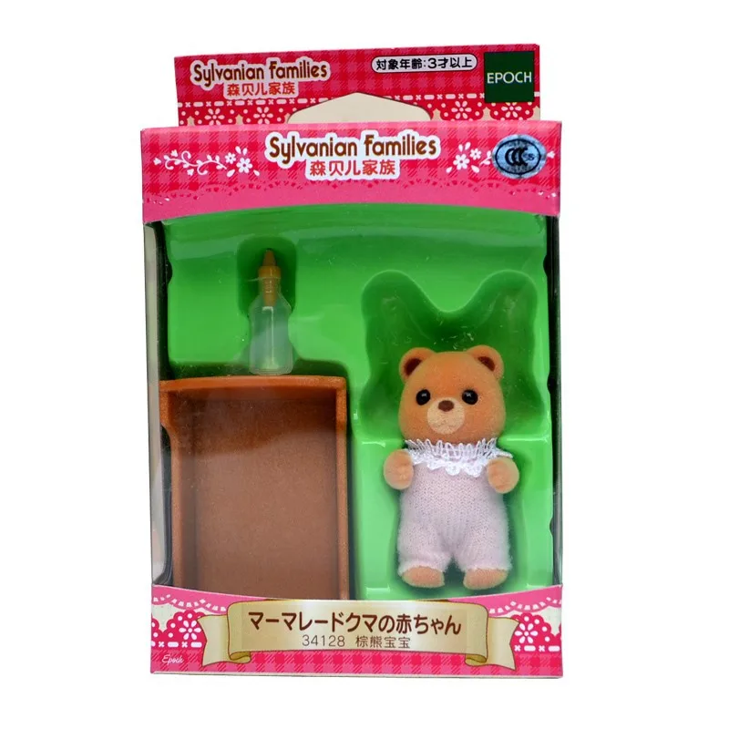 Sylvanian Families коричневый медведь ребенок w/бутылка кукольный домик животное пушистые игрушки Фигурки девушка подарок 34128