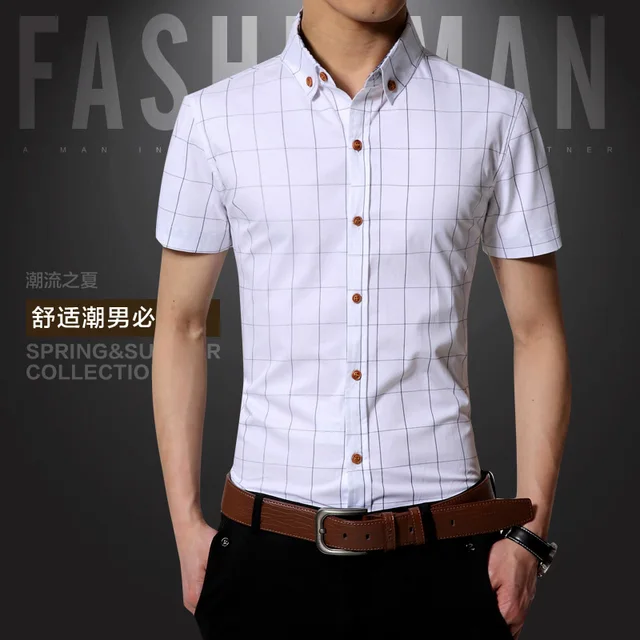 Hot Men Summer Fashion Brand Clothing Short Sleeve Men Dress Shirt ...