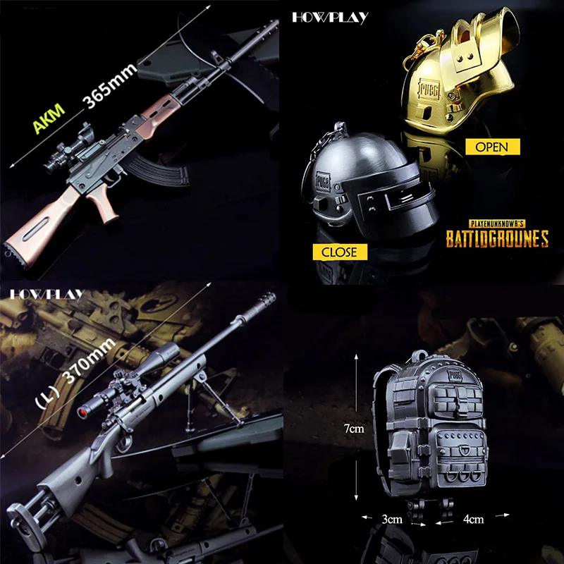 

HowPlay PUBG keychain metal toy gun QBZ95 SLR AKM rifle Sniper M416 M24 AWM SKS Kar98k Game model war arms Collection gift Craft