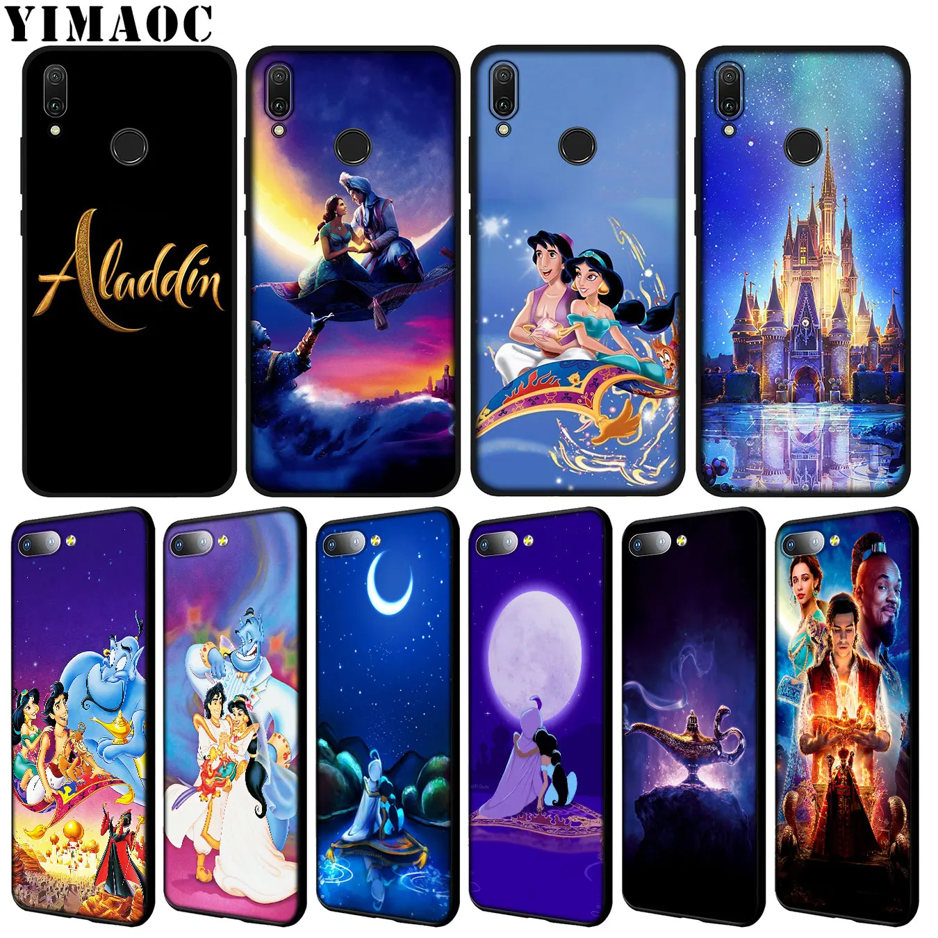 

YIMAOC Cartoon Aladdin Soft Silicone Case for Huawei Y9 Y7 Y6 Prime 2019 Honor 20 8C 8X 8 9 9X 10 Lite 7C 7X 7A Pro Black Cover