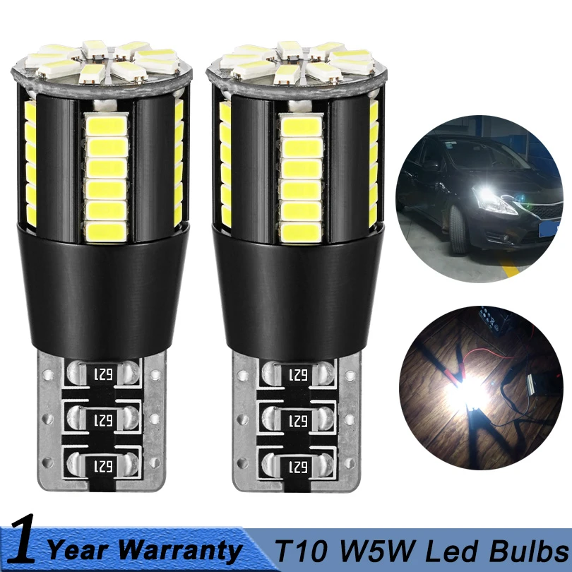

2Pcs Canbus LED T10 W5W 12V 194 168 2825 Light Bulb for Car Auto Interior Reading Trunk Lamp License Plate Parking Lights