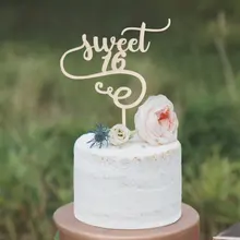 На заказ деревянные Сладкие 16 Топпер для торта подарок на день рождения 16 Топпер для торта День рождения украшения для торта для вечеринки