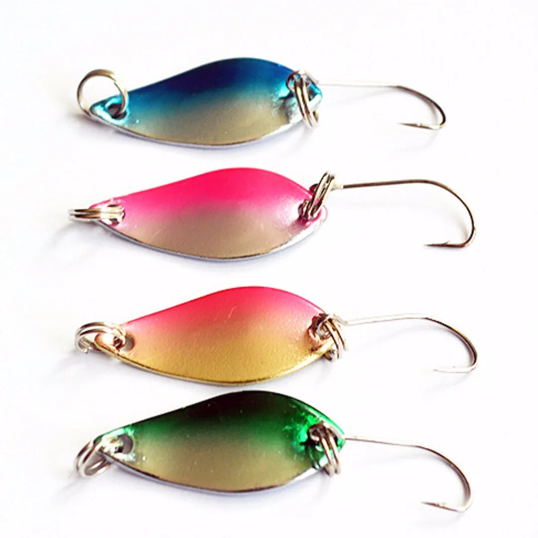 Mayitr 4Pcs 5.3cm/2.5g Trout Spoons Baits Fishing Lures Spoon Sequin Paillette Baits Trout Wobbler Fishing Lure Spinner Bait