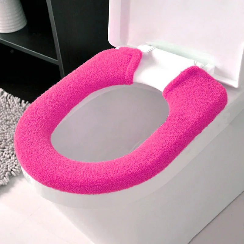 

Qualified Warm Soft Toilet Cover Seat Lid Pad Bathroom Protector Winter Products Queen Solid Color Fleece Snap Button Style Warm