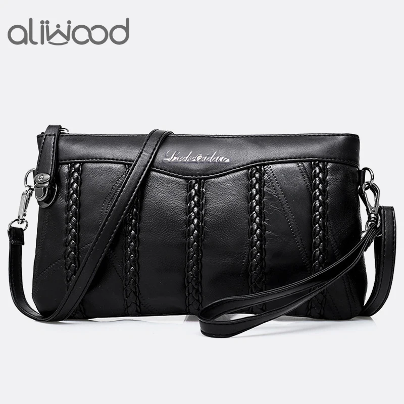 Aliwood حقيقية جلد الغنم مخلب النساء حقائب كتف متنقلة عارضة الإناث Crossbody أكياس محفظة Embrayage كيس Bolsas