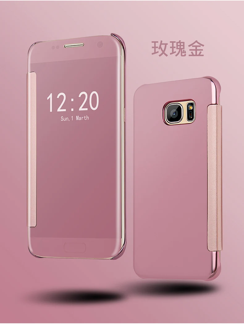 Чехол для телефона Samsung Galaxy C5 C7 Pro C9 Гальванизируйте зеркало Видимый окно чехол c5