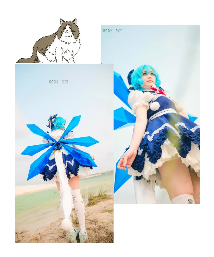 [Индивидуальные] Аниме Touhou проект Cirno платье лолиты форма Косплей Костюм Любой