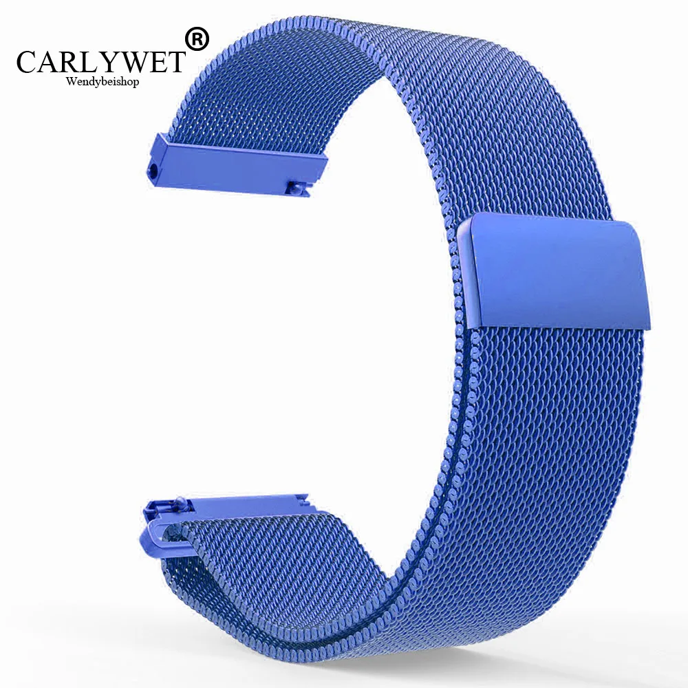 

CARLYWET 16 18 20 22 23mm Silver Black Gold Rose Gold Blue Mesh Milanese Loop Steel Wrist Watch Strap With Magnetic Closure