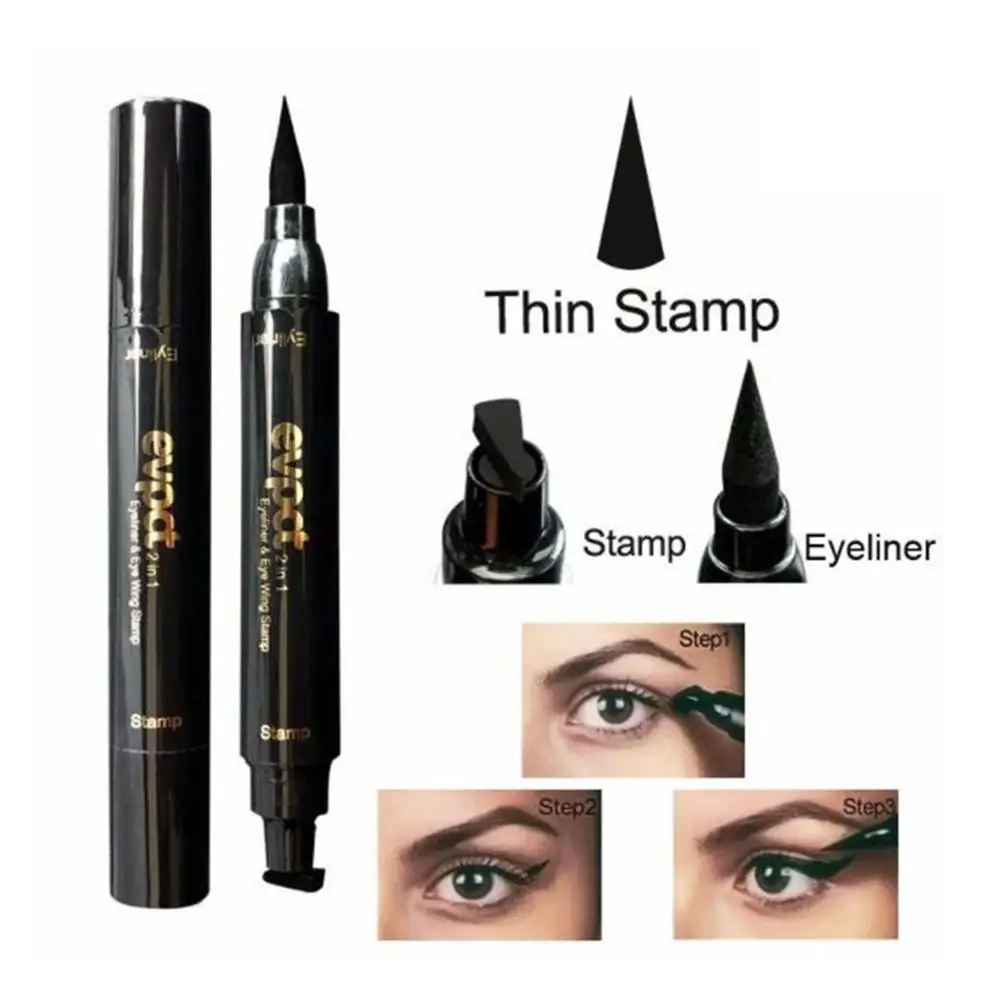 2 в 1 карандаш для подводки глаз с черным крылом, профессиональный водостойкий стойкий карандаш для глаз, макияж, косметика, двойная головка, тинт для глаз - Цвет: 1